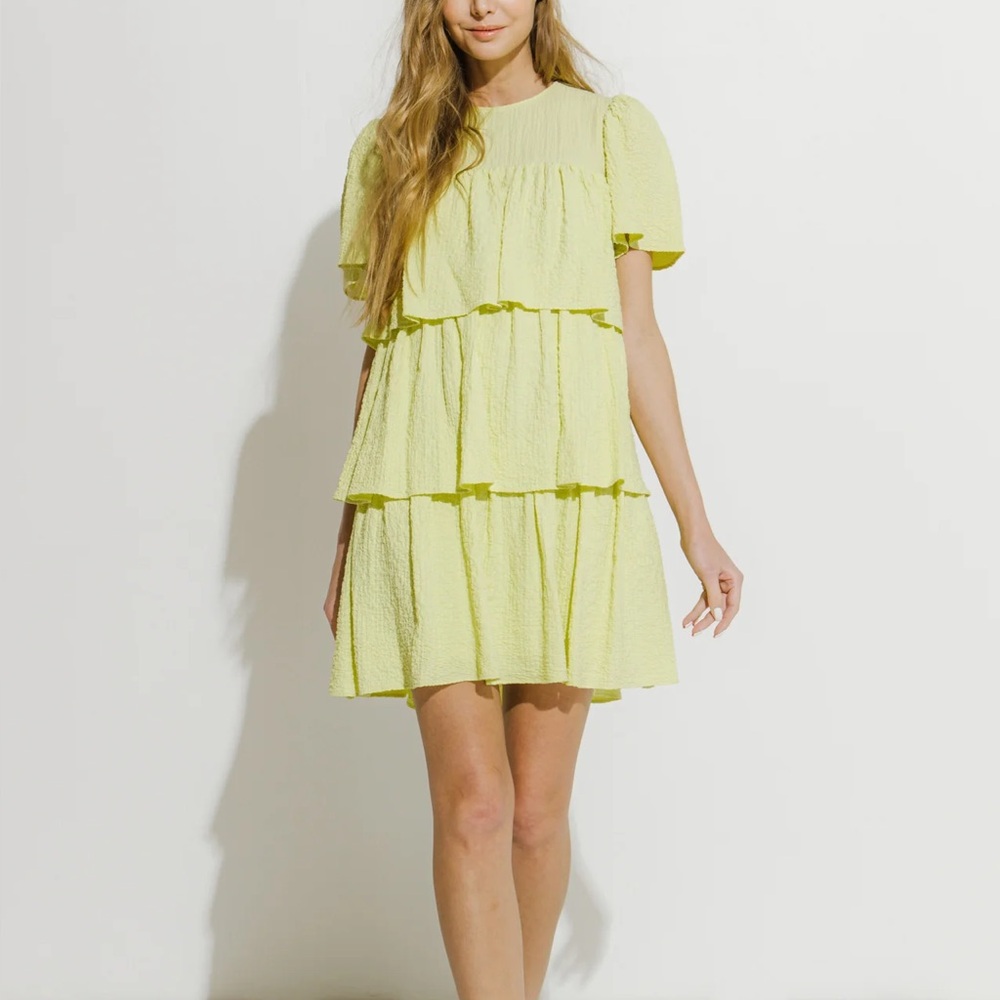 Tuckernuck English Factory Tiered Yellow Dress Women's Size Large
